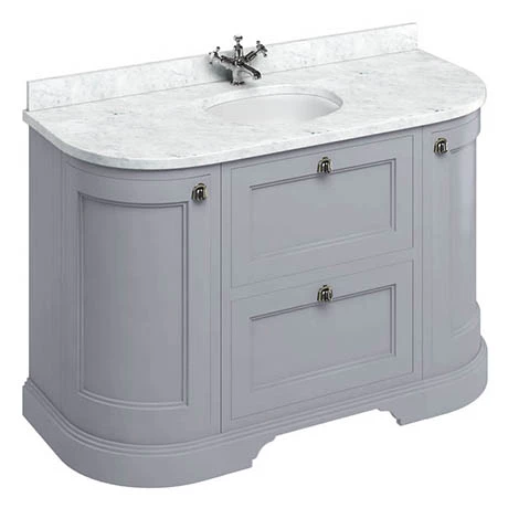 Burlington 134 2-Door/Drawer Curved Vanity Unit & Minerva Worktop with Basin - Classic Grey 1 Burlington 134 2-Door/Drawer Curved Vanity Unit & Minerva Worktop with Basin - Classic Grey
