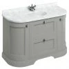Burlington 134 2-Door/Drawer Curved Vanity Unit & Minerva Worktop with Basin - Dark Olive