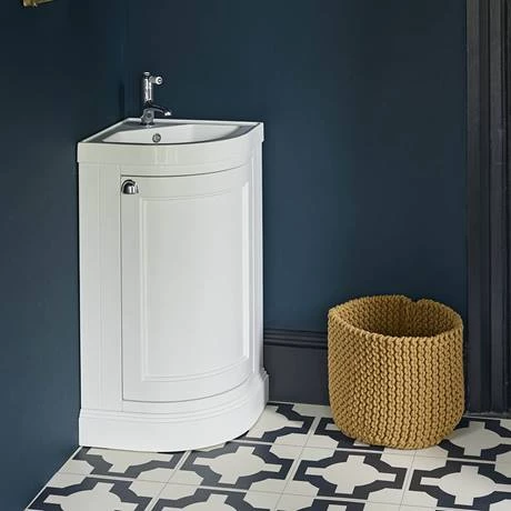 Burlington Freestanding Corner Vanity Unit - Matt White - 430mm Wide 3 Burlington Freestanding Corner Vanity Unit - Matt White - 430mm Wide - Image 3