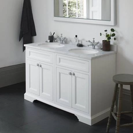 Burlington 130 4-Door Vanity Unit & Minerva Worktop with Double Basin - Classic Grey 3 Burlington 130 4-Door Vanity Unit & Minerva Worktop with Double Basin - Classic Grey - Image 3