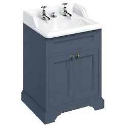 Burlington 65 2-Door Vanity Unit & Classic Invisible Overflow/Waste Basin (Blue - 2 Tap Hole)