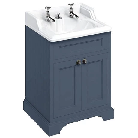 Burlington 65 2-Door Vanity Unit & Classic Invisible Overflow/Waste Basin (Blue - 2 Tap Hole) 1 Burlington 65 2-Door Vanity Unit & Classic Invisible Overflow/Waste Basin (Blue - 2 Tap Hole)