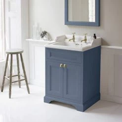 Burlington 65 2-Door Vanity Unit & Classic Basin - Blue -Vanity Units Sales Store FF8B B15 1TH D4 460
