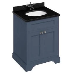 Burlington 65 2-Door Vanity Unit & Minerva Black Granite Worktop with Basin - Blue