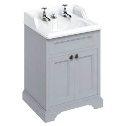 Burlington 65 2-Door Vanity Unit & Classic Invisible Overflow/Waste Basin (Classic Grey - 2 Tap Hole)