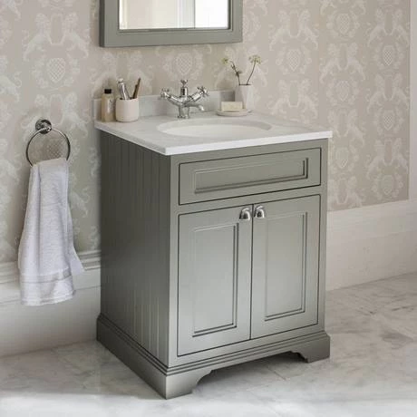 Burlington 65 2-Door Vanity Unit & Minerva Worktop with Basin - Classic Grey 3 Burlington 65 2-Door Vanity Unit & Minerva Worktop with Basin - Classic Grey - Image 3