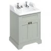 Burlington 65 2-Door Vanity Unit & Classic Invisible Overflow/Waste Basin (Dark Olive - 2 Tap Hole)