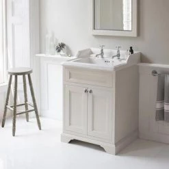 Burlington 65 2-Door Vanity Unit & Classic Basin - Matt White -Vanity Units Sales Store FF8O B15 1TH D2 460
