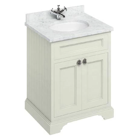 Burlington 65 2-Door Vanity Unit & Minerva Worktop with Basin - Sand 1 Burlington 65 2-Door Vanity Unit & Minerva Worktop with Basin - Sand