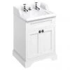 Burlington 65 2-Door Vanity Unit & Classic Invisible Overflow/Waste Basin (Matt White - 2 Tap Hole)