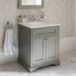 Burlington 65 2-Door Vanity Unit & Minerva Worktop with Basin - Dark Olive -Vanity Units Sales Store FF8W BC66 D1N 460 1