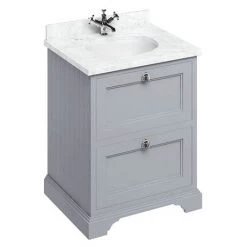 Burlington 65 2-Drawer Vanity Unit & Minerva Worktop with Basin - Classic Grey