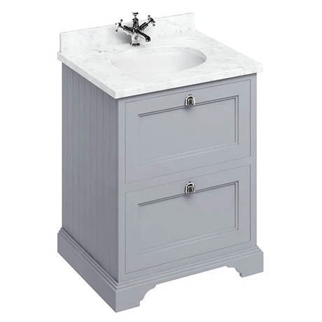 Burlington 65 2-Drawer Vanity Unit & Minerva Worktop with Basin - Classic Grey 1 Burlington 65 2-Drawer Vanity Unit & Minerva Worktop with Basin - Classic Grey