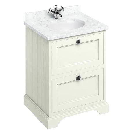 Burlington 65 2-Drawer Vanity Unit & Minerva Worktop with Basin - Sand 1 Burlington 65 2-Drawer Vanity Unit & Minerva Worktop with Basin - Sand