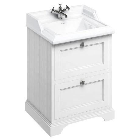 Burlington 65 2-Drawer Vanity Unit & Classic Basin - Matt White 1 Burlington 65 2-Drawer Vanity Unit & Classic Basin - Matt White