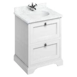 Burlington 65 2-Drawer Vanity Unit & Minerva Worktop with Basin - Matt White