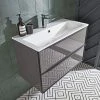 Roper Rhodes Frame 800mm Wall Mounted Vanity Unit & Isocast Basin - Gloss Dark Clay