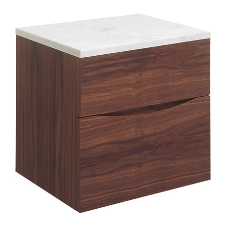 Crosswater Glide II Wall Hung Countertop Vanity Unit - American Walnut with Marble Worktop 1 Crosswater Glide II Wall Hung Countertop Vanity Unit - American Walnut with Marble Worktop