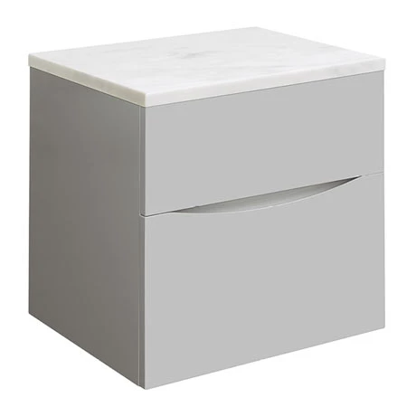 Crosswater Glide II Wall Hung Countertop Vanity Unit - Storm Grey with Marble Worktop 1 Crosswater Glide II Wall Hung Countertop Vanity Unit - Storm Grey with Marble Worktop