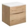 Crosswater Glide II Wall Hung Countertop Vanity Unit - Windsor Oak with Marble Worktop