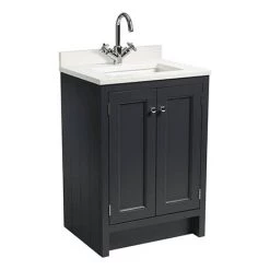 Roper Rhodes Hampton 600mm Underslung Basin Unit with Worktop & Basin - Slate Grey