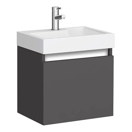 Milan Juno 500 x 360mm Gloss Grey Wall Hung Vanity Unit 1 Milan Juno 500 x 360mm Gloss Grey Wall Hung Vanity Unit