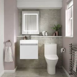 Milan Juno 500 x 360mm Grey Mist Wall Hung Vanity Unit -Vanity Units Sales Store JN5GM d4 460