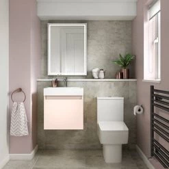 Milan Juno 500 x 360mm Blush Pink Wall Hung Vanity Unit -Vanity Units Sales Store JN5MP d2 460