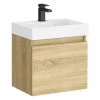 Milan Juno Slim Wall Hung Vanity Unit - Natural Oak - 500 x 300mm