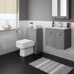 Keswick Grey 620mm Traditional Wall Hung 2 Door Vanity Unit -Vanity Units Sales Store KES GRY 6WH2C d2 460