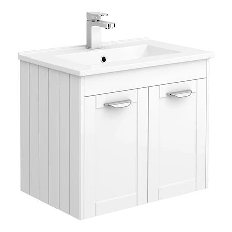 Keswick White 620mm Traditional Wall Hung 2 Door Vanity Unit 1 Keswick White 620mm Traditional Wall Hung 2 Door Vanity Unit