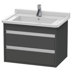 Duravit Ketho 650mm 2-Drawer Wall Mounted Vanity Unit with Starck 3 Basin - Graphite Matt