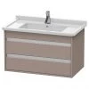 Duravit Ketho 800mm 2-Drawer Wall Mounted Vanity Unit with Starck 3 Basin - Basalt Matt