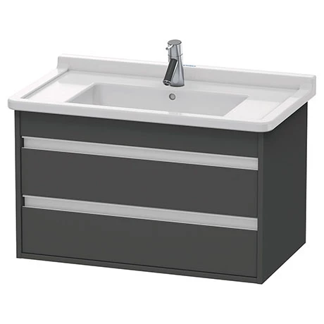Duravit Ketho 800mm 2-Drawer Wall Mounted Vanity Unit with Starck 3 Basin - Graphite Matt 1 Duravit Ketho 800mm 2-Drawer Wall Mounted Vanity Unit with Starck 3 Basin - Graphite Matt