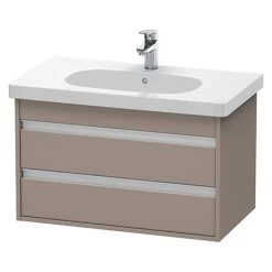 Duravit Ketho 800mm 2-Drawer Wall Mounted Vanity Unit with D-Code Basin - Basalt Matt