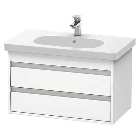 Duravit Ketho 800mm 2-Drawer Wall Mounted Vanity Unit with D-Code Basin - White Matt 1 Duravit Ketho 800mm 2-Drawer Wall Mounted Vanity Unit with D-Code Basin - White Matt