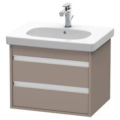 Duravit Ketho 600mm 2-Drawer Wall Mounted Vanity Unit with D-Code Basin - Basalt Matt