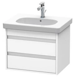 Duravit Ketho 600mm 2-Drawer Wall Mounted Vanity Unit with D-Code Basin - White Matt