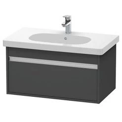 Duravit Ketho 800mm 1-Drawer Wall Mounted Vanity Unit with D-Code Basin - Graphite Matt