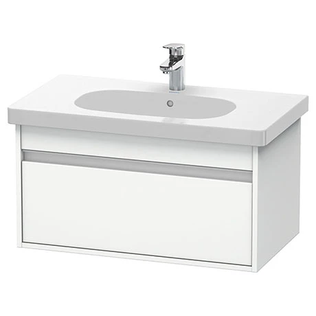 Duravit Ketho 800mm 1-Drawer Wall Mounted Vanity Unit with D-Code Basin - White Matt 1 Duravit Ketho 800mm 1-Drawer Wall Mounted Vanity Unit with D-Code Basin - White Matt