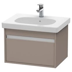 Duravit Ketho 600mm 1-Drawer Wall Mounted Vanity Unit with D-Code Basin - Basalt Matt