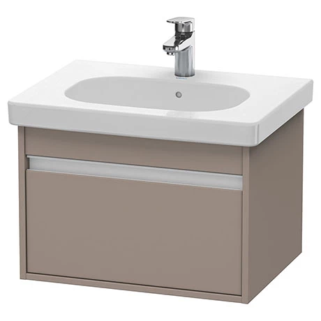 Duravit Ketho 600mm 1-Drawer Wall Mounted Vanity Unit with D-Code Basin - Basalt Matt 1 Duravit Ketho 600mm 1-Drawer Wall Mounted Vanity Unit with D-Code Basin - Basalt Matt