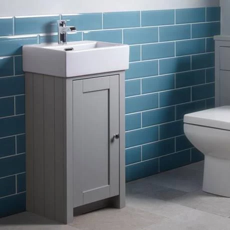 Tavistock Lansdown 400mm Cloakroom Unit with Basin - Pebble Grey 2 Tavistock Lansdown 400mm Cloakroom Unit with Basin - Pebble Grey - Image 2