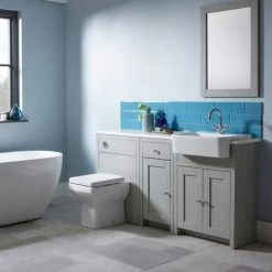 Tavistock Lansdown 700mm Freestanding Unit with Basin - Pebble Grey -Vanity Units Sales Store LAN700PGBAS D2 460