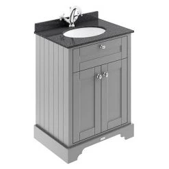 Old London 600mm Cabinet & Single Bowl Black Marble Top - Storm Grey