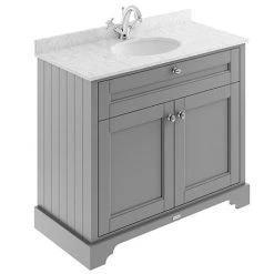 Old London 1000mm Cabinet & Single Bowl Grey Marble Top - Storm Grey