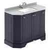Old London Twilight Blue Art Deco 1000mm Angled Cabinet with Grey Marble Basin Top