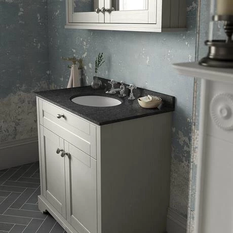 Old London 800mm Cabinet & Single Bowl Black Marble Top - Timeless Sand 2 Old London 800mm Cabinet & Single Bowl Black Marble Top - Timeless Sand - Image 2