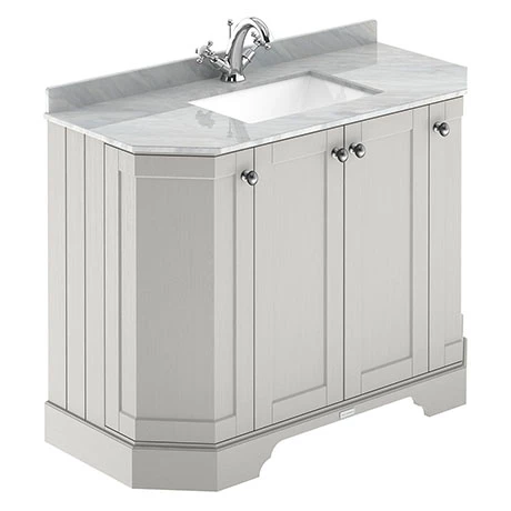 Old London Timeless Sand Art Deco 1000mm Angled Cabinet with Grey Marble Basin Top 1 Old London Timeless Sand Art Deco 1000mm Angled Cabinet with Grey Marble Basin Top