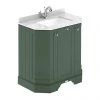 Old London Hunter Green Art Deco 750mm Angled Cabinet with White Marble Basin Top